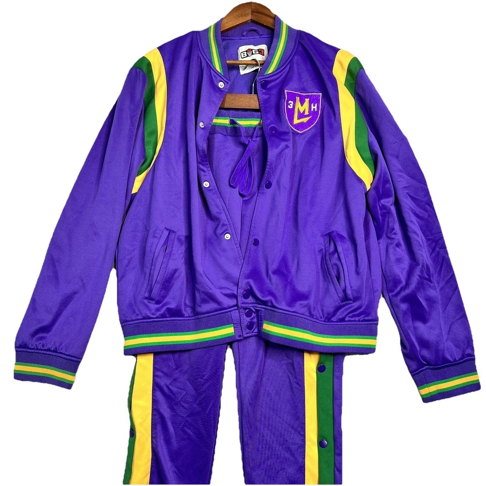 Big 3 Basketball Men's Medium 3 Headed Monster Warm Up Suit Varsity Snaps READ